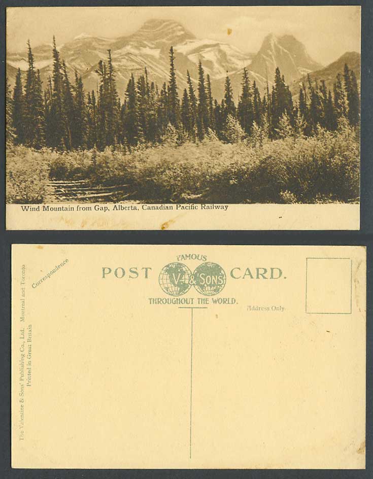 Canada Old Postcard Wind Mountain from GAP Alberta Canadian Pacific Railway Hill