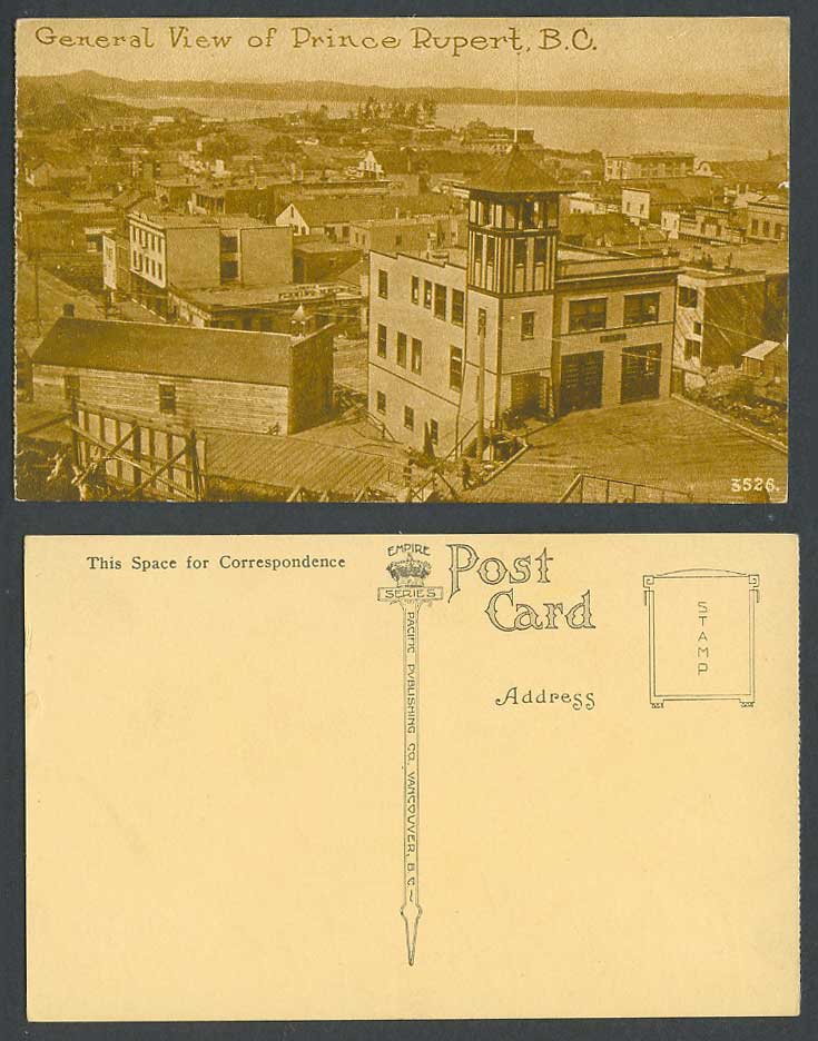 Canada 1916 Old Postcard Prince Rupert, General View B.C. Street Houses Panorama