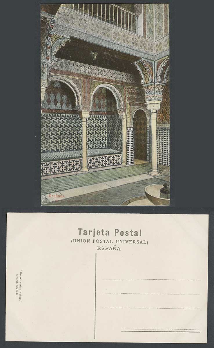 Spain Old Colour Postcard Granada, Alhambra, Sala del Baño, Bath Interior Arches