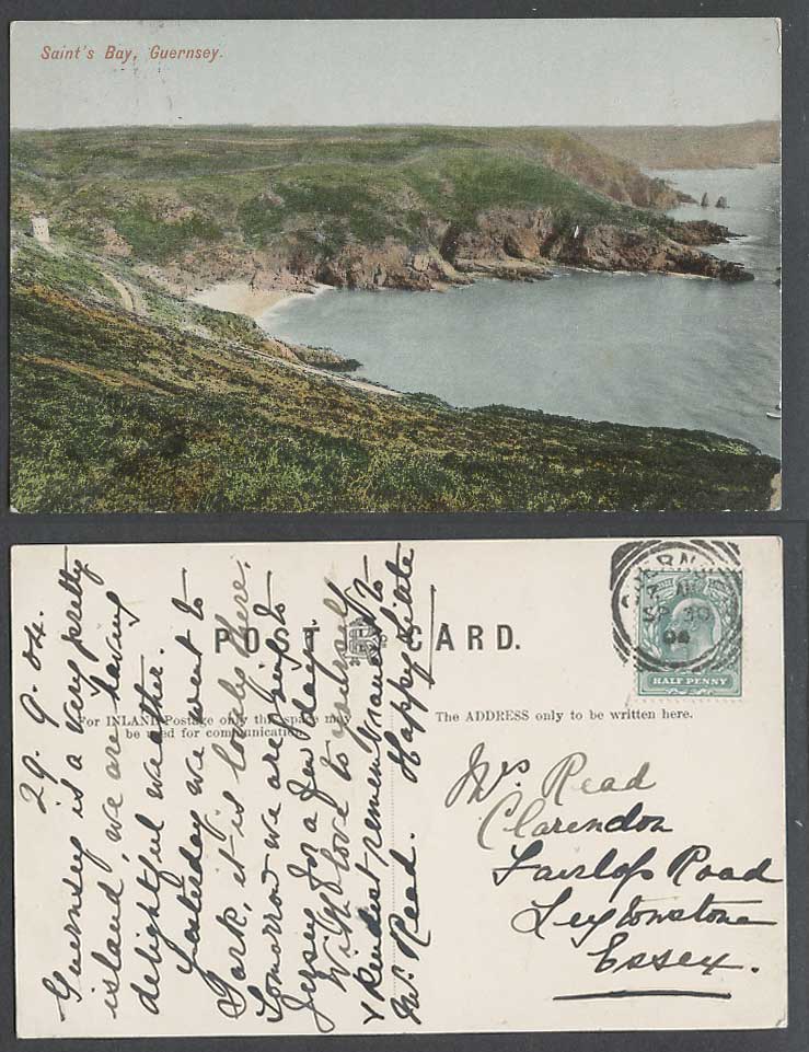 Guernsey 1904 Old Postcard Saint's Bay Beach Seaside Panorama Channel Islands