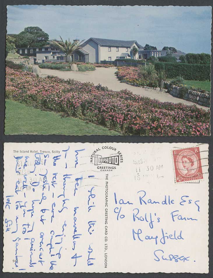 Isles of Scilly 1964 Old Colour Postcard Tresco The Island Hotel Gardens Flowers