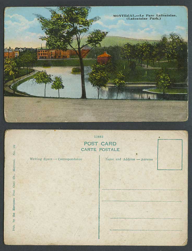 Canada Old Colour Postcard Montreal Le Parc Lafontaine Park, Lake or River Scene