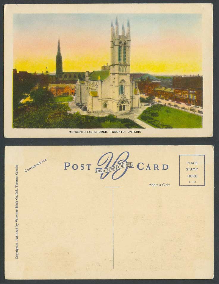 Canada Old Colour Postcard Metropolitan Church, Toronto, Street Scene, Panorama