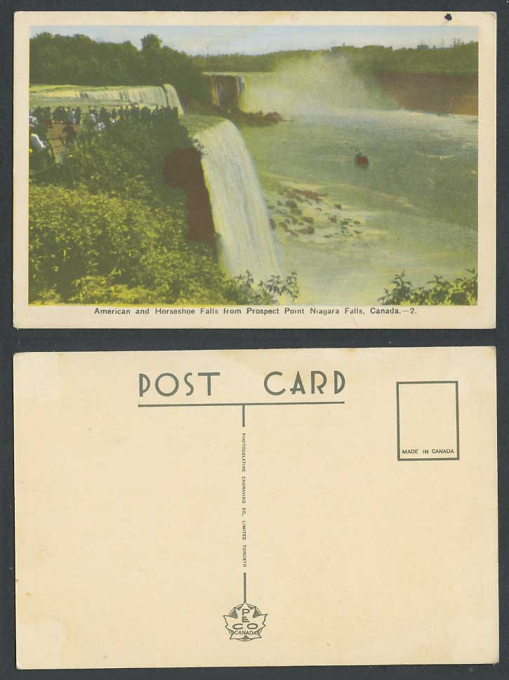 Canada Old Colour Postcard American Horseshoe Falls Prospect Point Niagara Falls