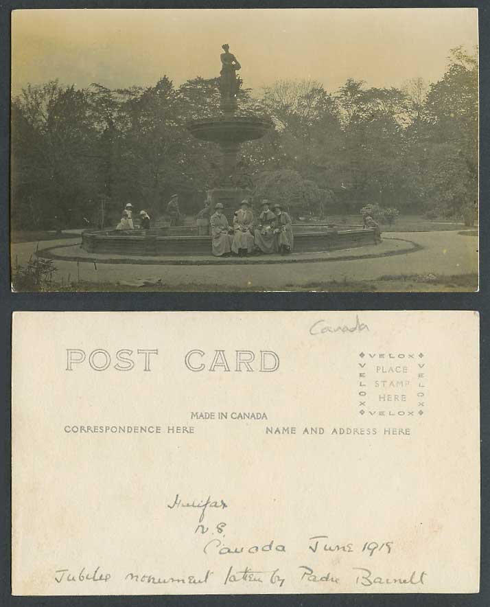 Canada 1918 Old Real Photo Postcard Halifax NS Jubilee Monument by Padre Barnett
