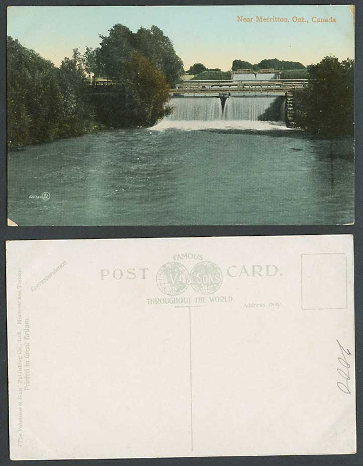 Canada Old Postcard Waterfalls Bridges near Merritton Ont. Ontario Bridge Falls