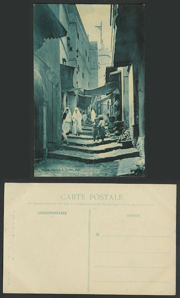 Algeria Old Postcard Alger La Kasbah Casbah Rue Kleber Street Scene, Steps Women