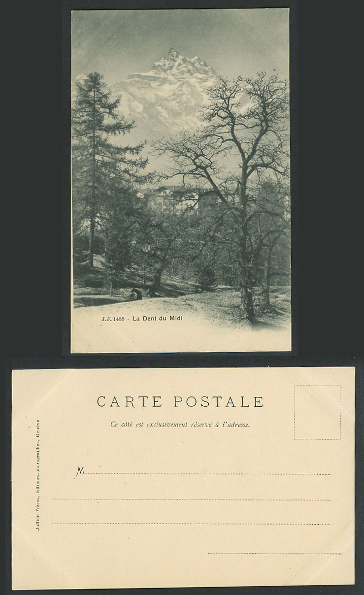 Switzerland Swiss Old UB Postcard Le Dent du Midi, Snowy Mountain J.J. No. 1489