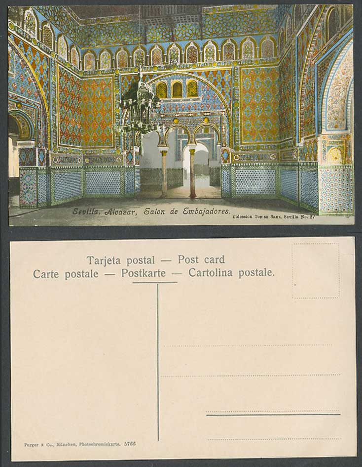 Spain Old Colour Postcard Sevilla, Alcazar, Salon de Embajadores, Seville Arches