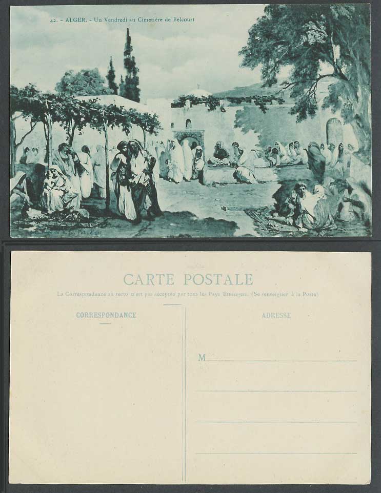 Algeria Old Postcard Alger Friday Belcourt Cemetery, Vendredi Cimeliere Belcourt