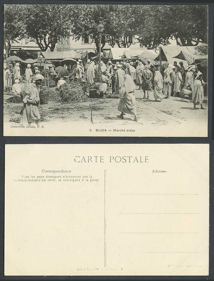 Algeria Old Postcard Blida Marche Arabe Arab Market Scene Native Vendors Sellers