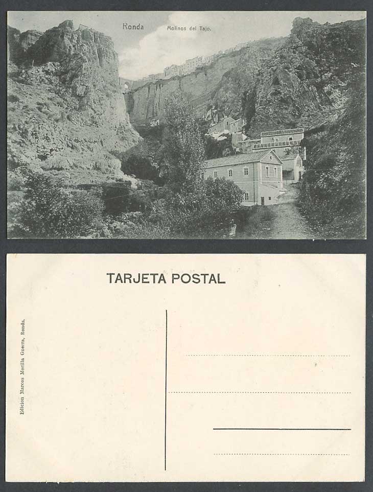 Spain Old Postcard Ronda Molinos del Tajo, Andalusia Andalucia Bridge Rocks Mts.