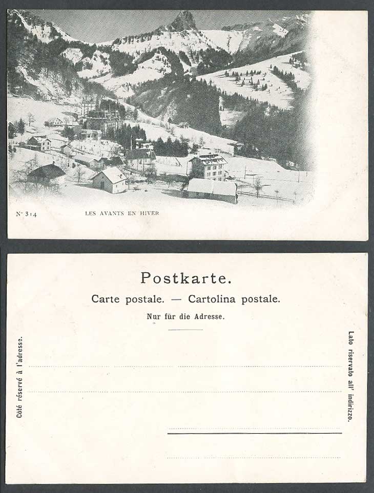 Switzerland Swiss Old UB Postcard Les Avants en Hiver, Snowy Mountains, Panorama