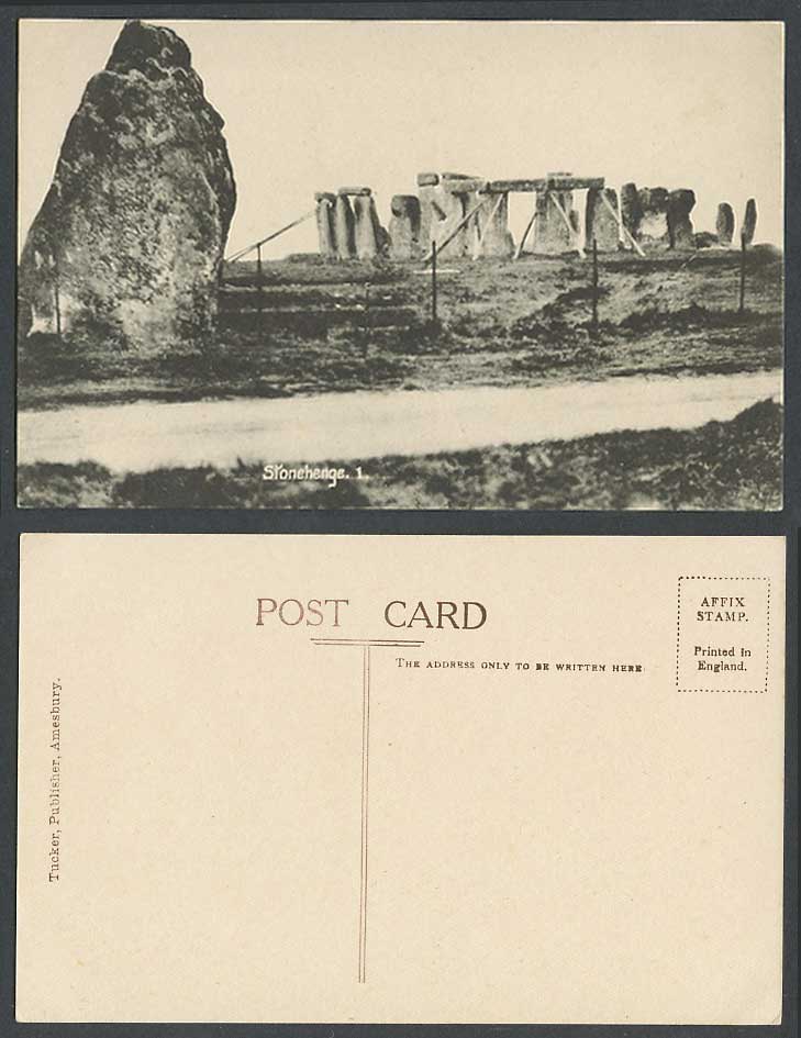 Stonehenge 1. near Salisbury Wiltshire Old Postcard by Tucker Publisher Amesbury