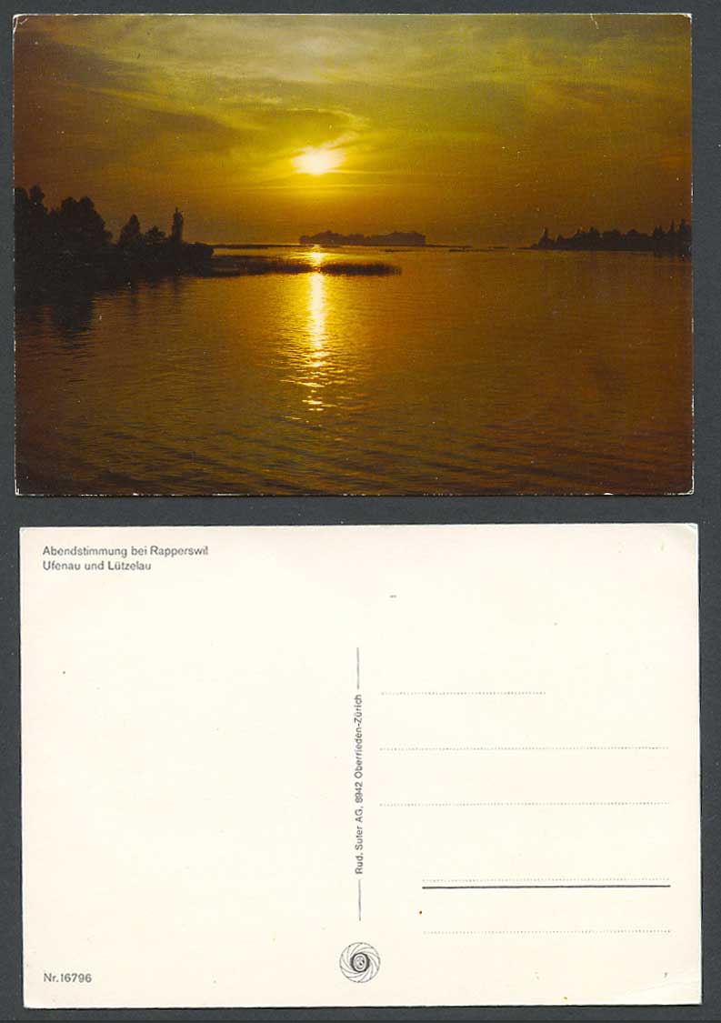 Switzerland Postcard Abendstimmung bei Rapperswil, Ufenau und Luetzelau, Evening