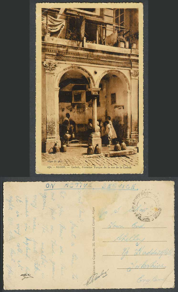 Algeria O.A.S. 1943 Old Postcard Alger Turkish Fountain, Casbah, Fontaine Turque