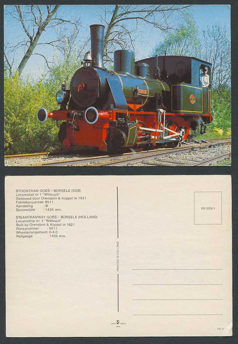 Steamtramway Goes Borsele Holland Nr.1 Wittouck Locomotive Engine Train Postcard
