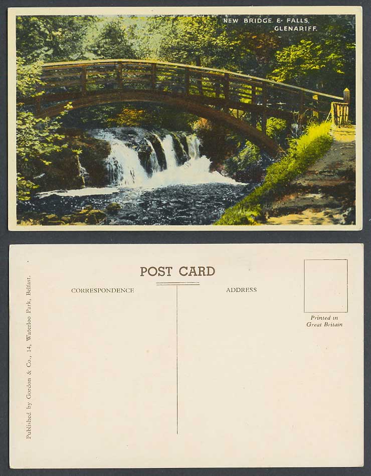 Northern Ireland Old Colour Postcard New Bridge Falls Glenariff Glens Waterfalls