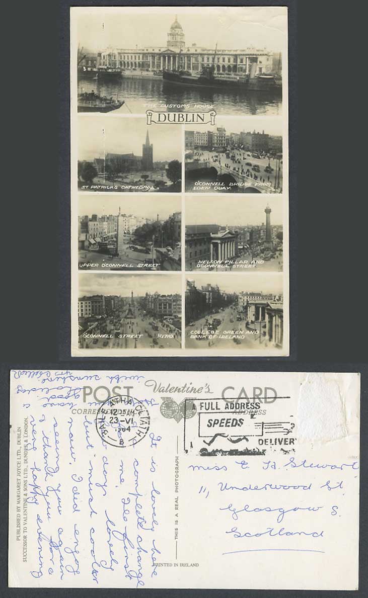 Dublin, Bank of Ireland, Customs House, O'Connell Bridge Eden Quay Old Postcard