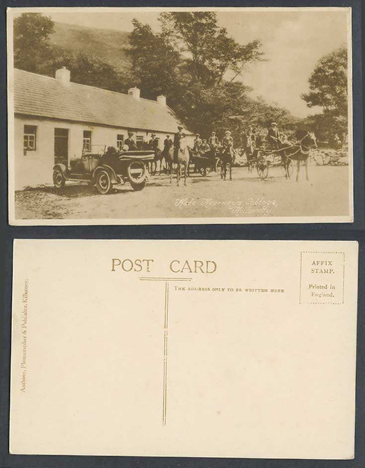 Ireland Old Postcard Kate Kearney's Cottage Killarney Co. Kerry Horse Riders Car