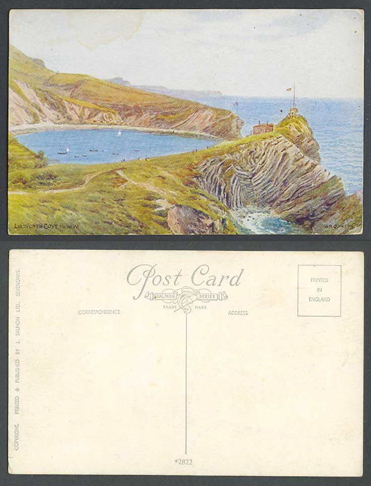 A.R. Quinton Old Postcard Lulworth Cove from W. West Dorset Panorama A.R.Q. 2822