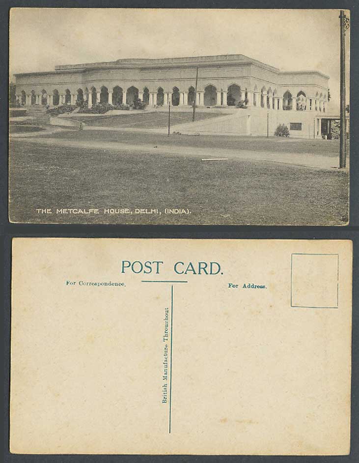 Pakistan Old Postcard Metcalfe House Delhi built by S Thomas Theophilus Metcalfe