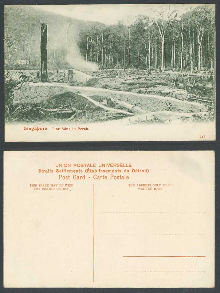 Singapore, Tin Mining Tine Mine in Perak Old Postcard Malaya Straits Settlements