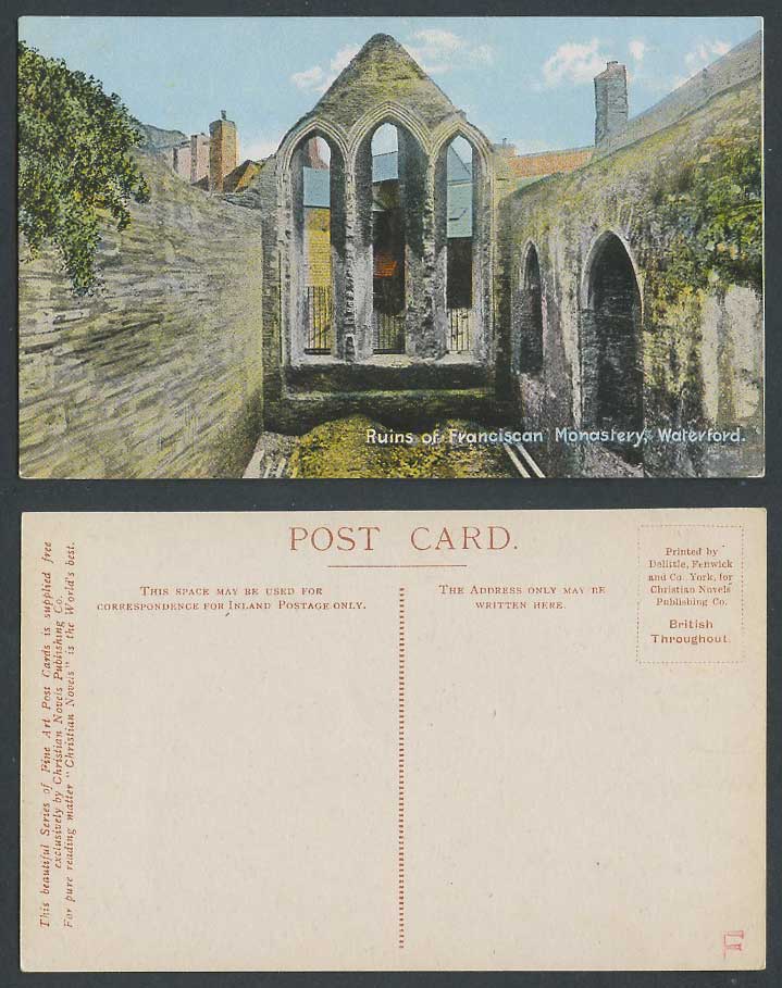 Ireland Co. Waterford, Franciscan Monastery Ruins Old Postcard Christian Novels