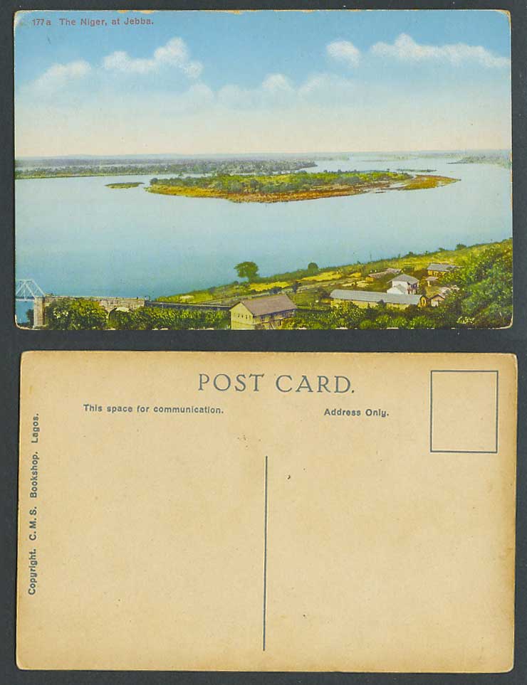 Nigeria Old Colour Postcard The Niger River Scene at Jebba Islands Bridge C.M.S.