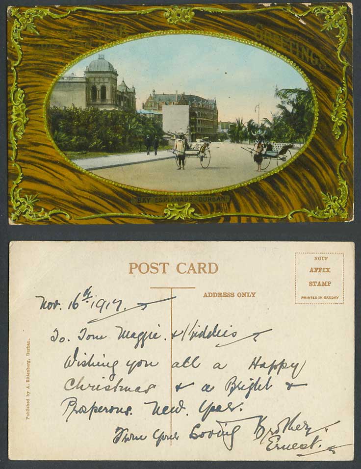 South Africa 1917 Old Postcard Durban, Bay Esplanade, Ricksha Boys, Street Scene