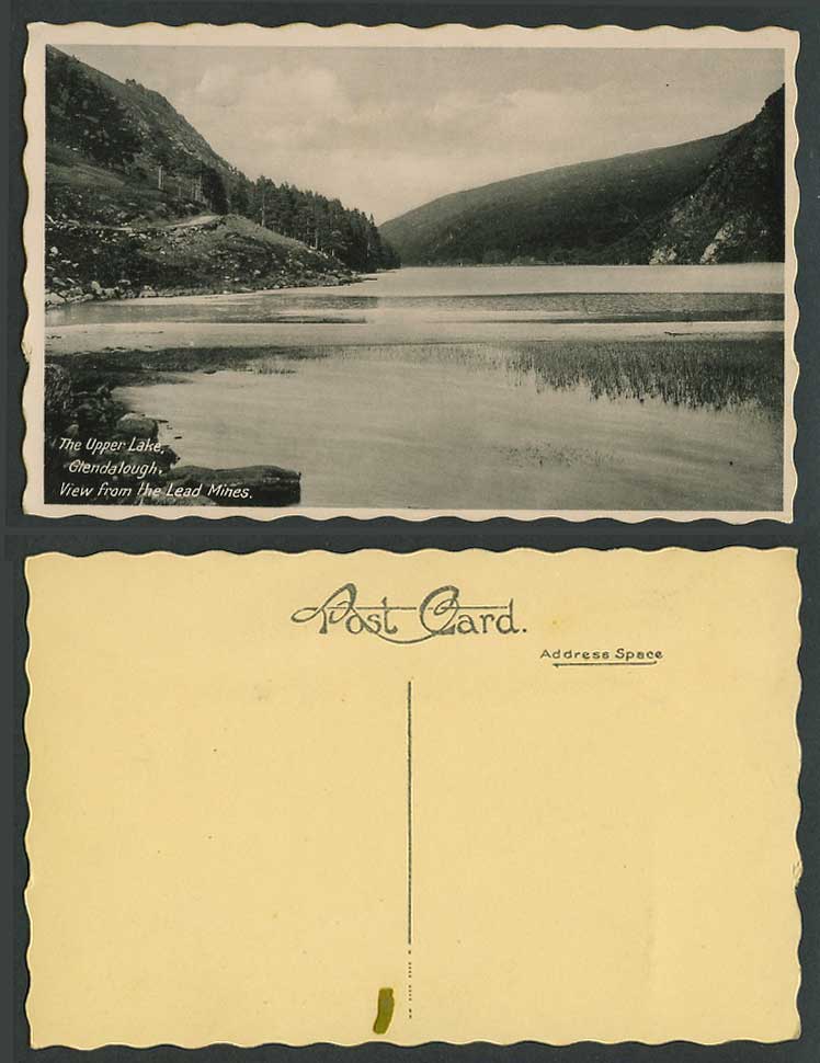 Ireland Old Postcard Upper Lake Glendalough View from Lead Mines Hill Co Wicklow