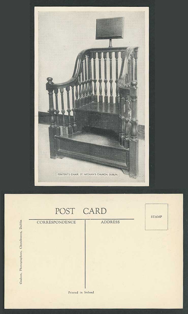 Ireland Old Irish Postcard Dublin Penitent's Chair, St. Michan's Church Interior
