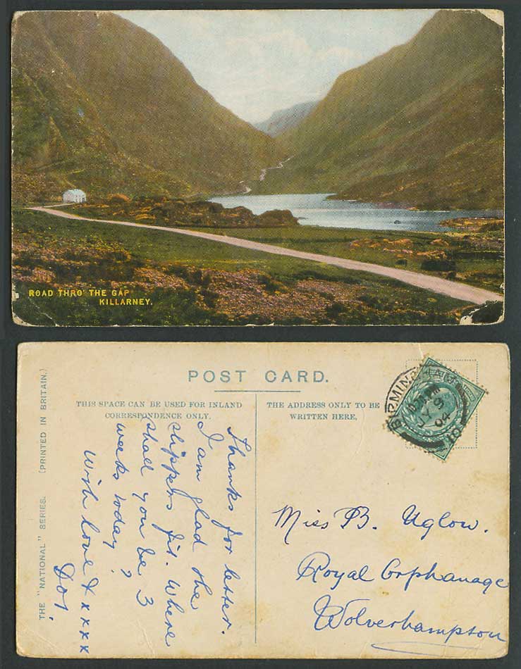 Ireland 1904 Old Colour Postcard Road Thro' The Gap of Dunloe Killarney Co Kerry