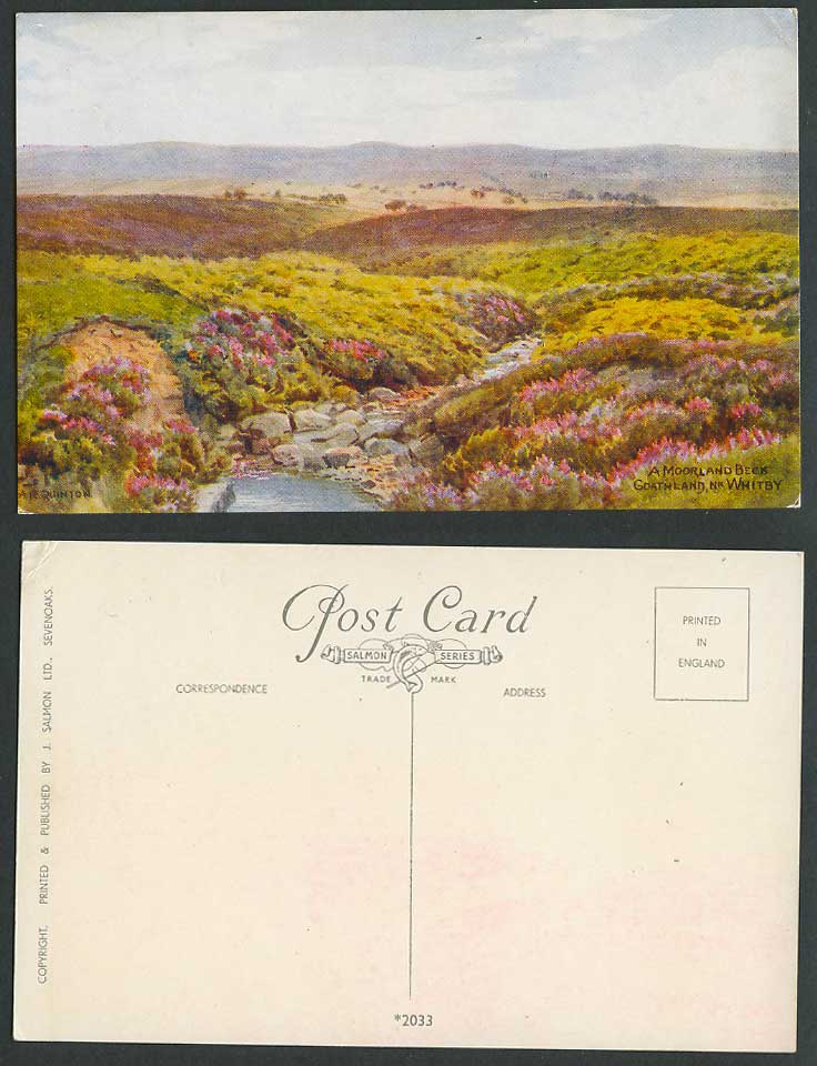 A.R. Quinton Old Postcard A Moorland Beck Goathland near Whitby Yorkshire 2033