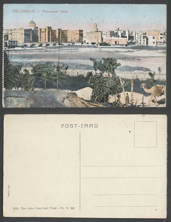 Egypt Old Colour Postcard HELIOPOLIS Panoramic View, Camel Panorama General View