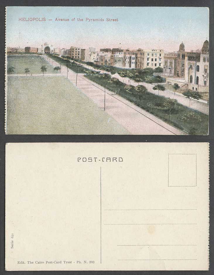 Egypt Old Color Postcard Heliopolis Avenue of The Pyramids Street Scene Panorama