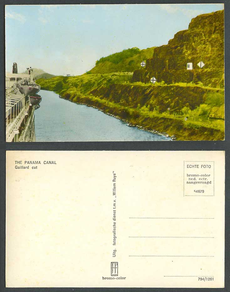 Panama Canal Gaillard Cut Old Colour Postcard fotograf dienst t.m.v. Willem Ruys