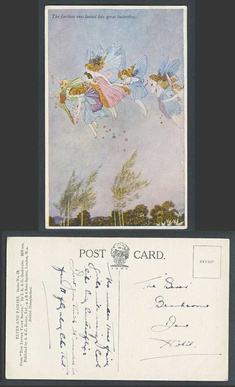 IR OUTHWAITE Old Postcard The Farthest Ones Fairies Looked Like Great Butterfly