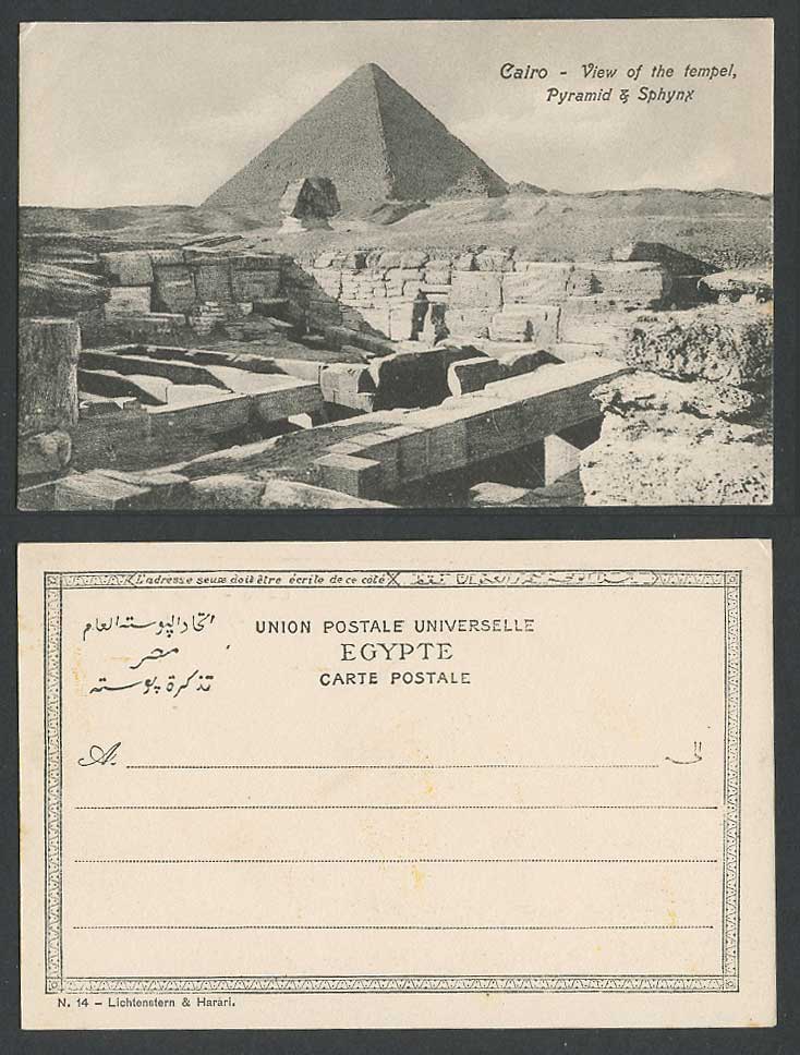 Egypt Old Postcard Cairo, Tempel Temple Pyramid Sphinx Sphynx Desert Sand Dunes