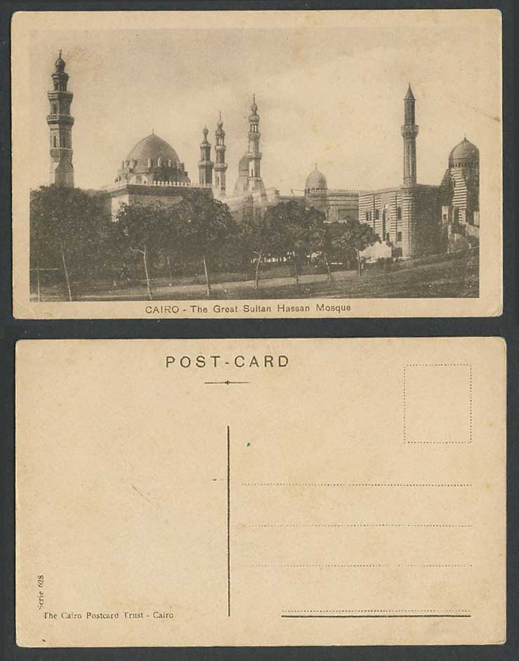 Egypt Old Postcard Cairo The Great Sultan Hassan Mosque, Mosquee Towers Le Caire