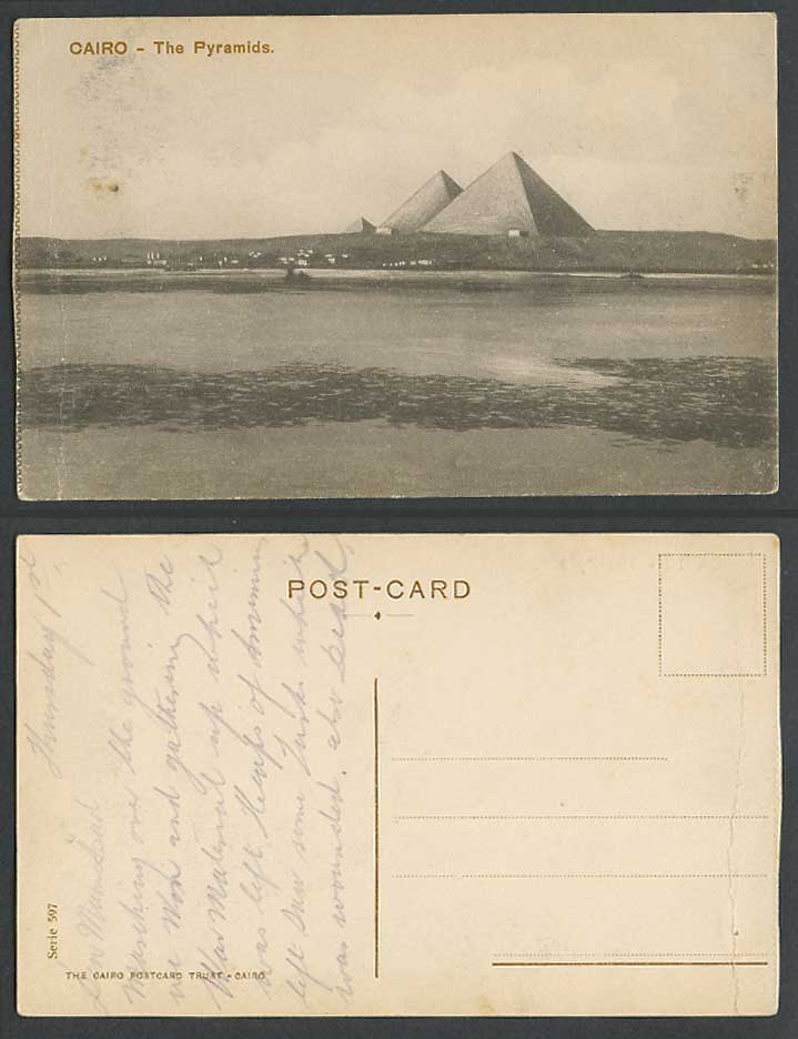 Egypt Old Postcard Cairo The Pyramids Ghizeh Giza, Nil Nile River Scene Panorama