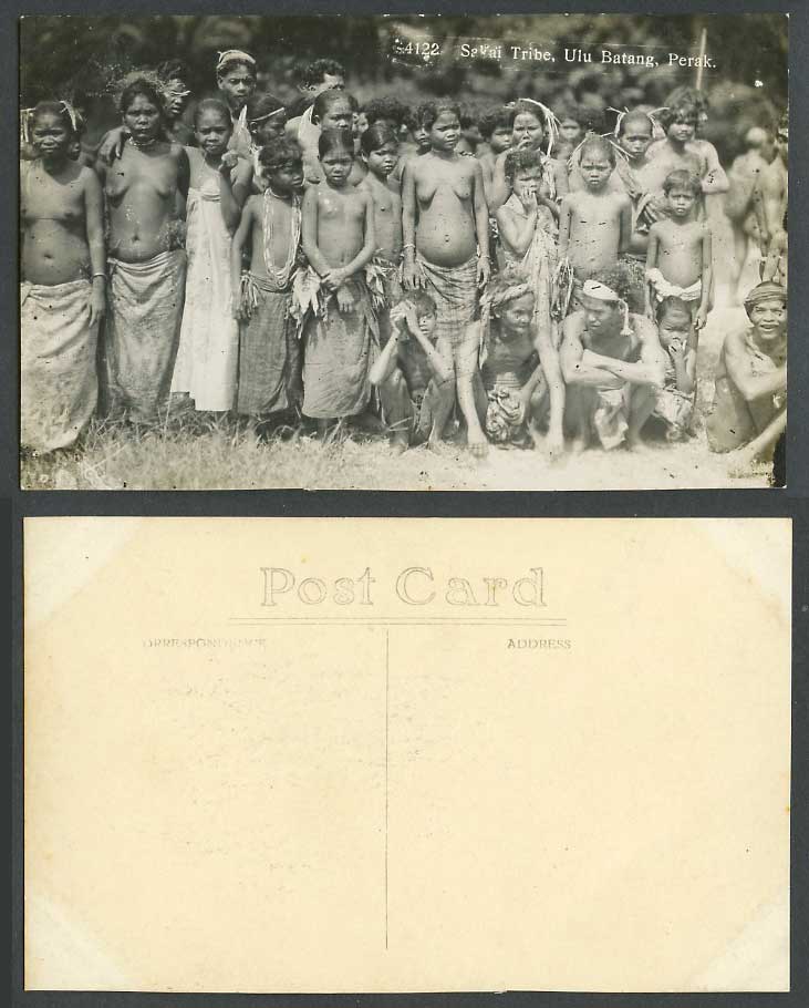 Perak Old R.P. Postcard Sakei Sakai Tribe Ulu Batang Perak Native Women Children