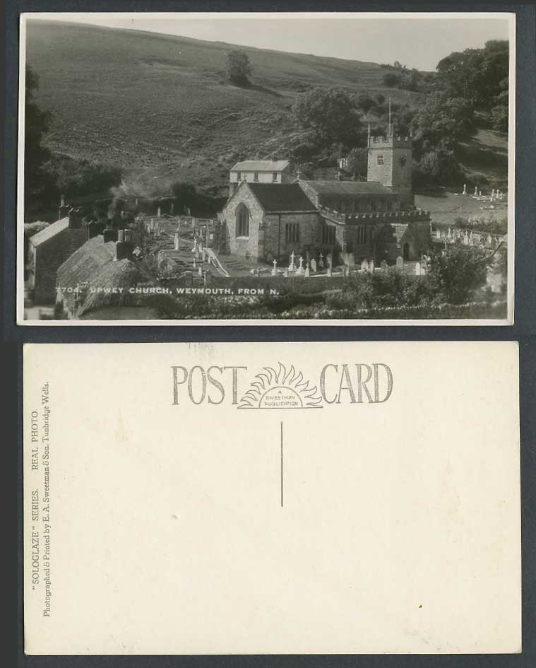 Upwey Church, Weymouth from N. North, Churchyard, Dorset Old Real Photo Postcard