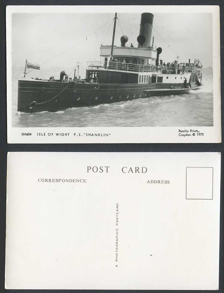 Isle of Wight, P.S. Shanklin Paddle Steamer Steam Ship Old Real Photo Postcard