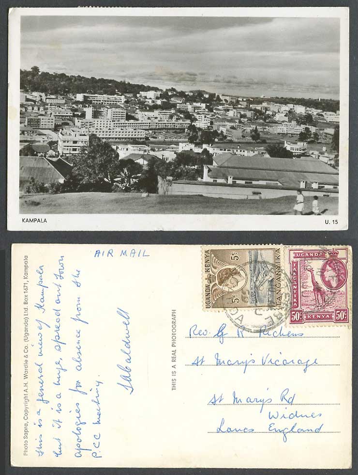 Uganda Kenya Tanganyika 5c 50c 1959 Old Real Photo Postcard KAMPALA General View