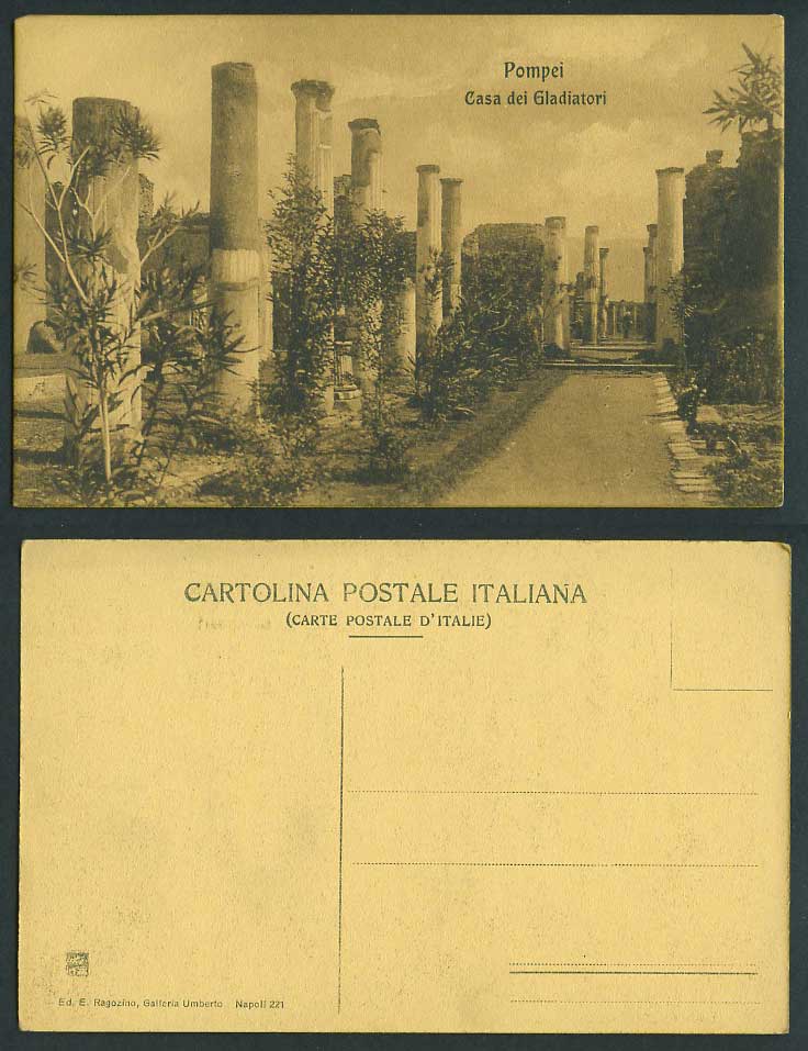 Italy Old Postcard Pompeii Pompei Casa dei Gladiatori, Ruins, Caserma Gladiatori