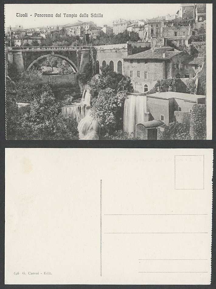 Italy Old Postcard Tivoli Panorama dal Tempio della Sibilla Temple, Bridge Falls