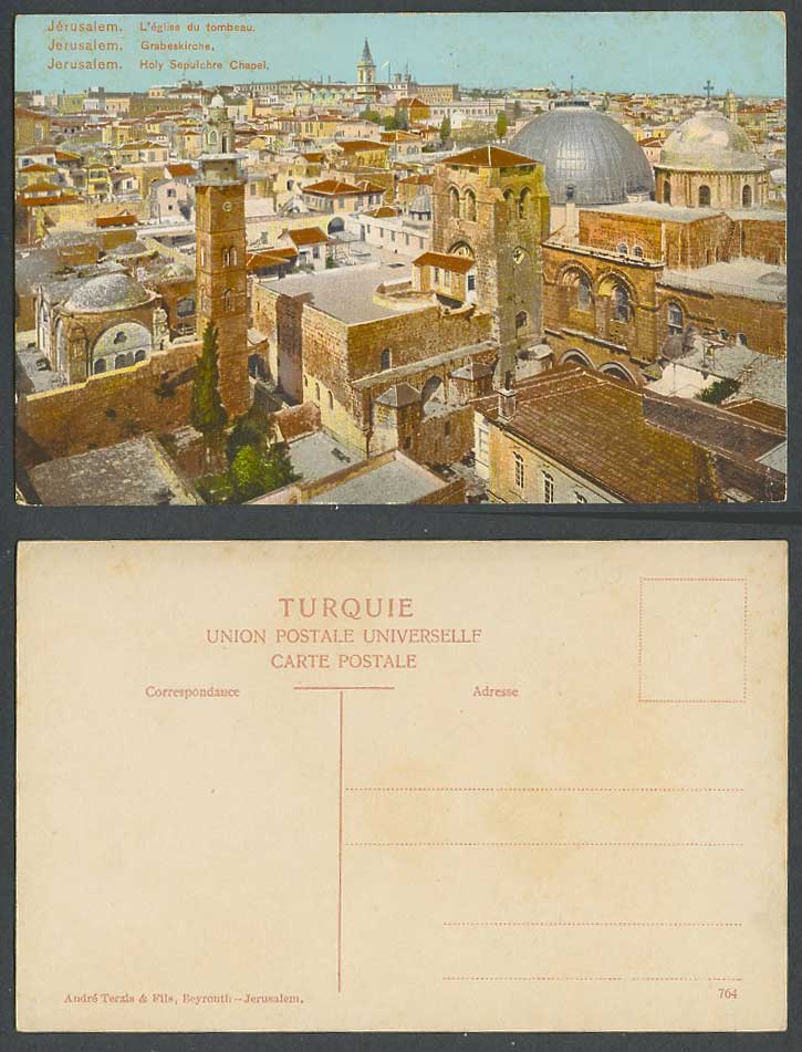 Palestine Old Colour Postcard Jerusalem Holy Sepulchre Chapel, Eglise du Tombeau