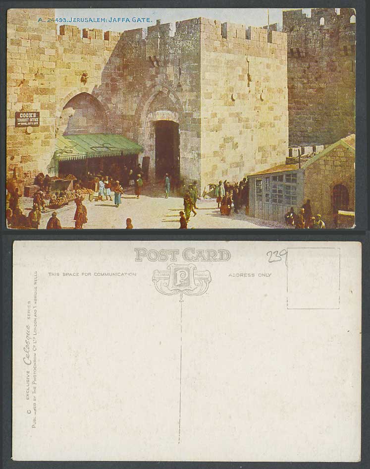 Palestine Old Postcard Jerusalem Jaffa Gate Gateway, Cooks Tourist Office, Porte