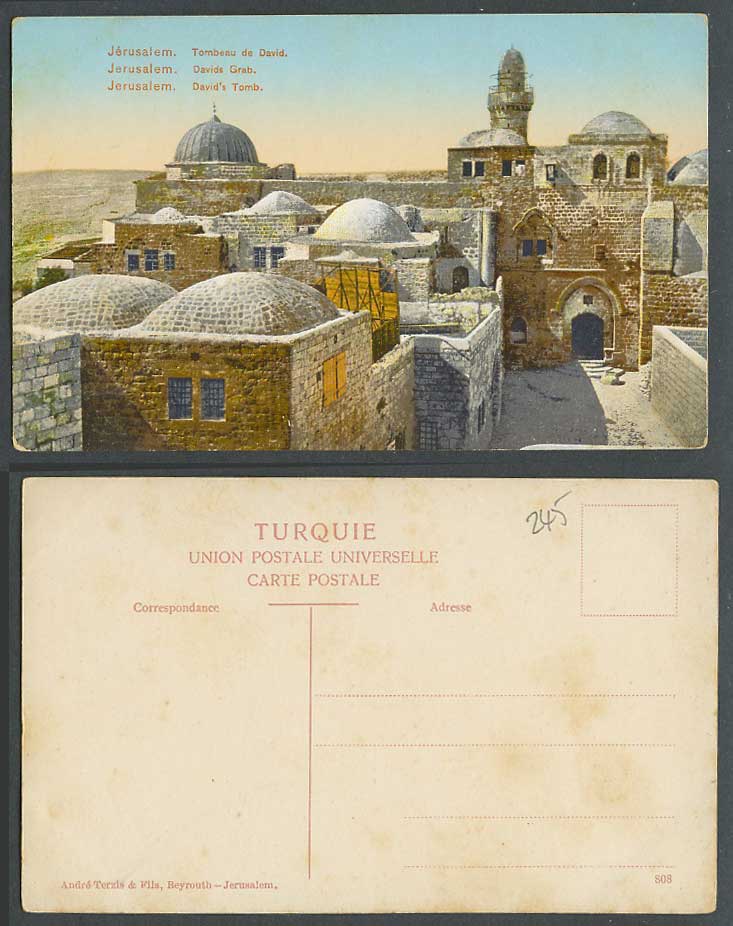 Palestine Old Postcard Jerusalem David's Tomb Tombeau de David Davids Grab Tower